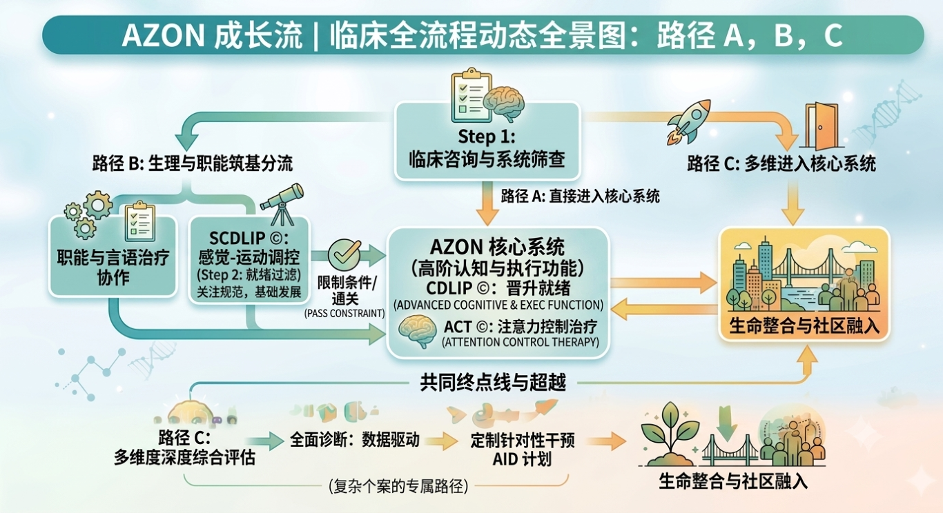 AZON 成长流程 - 完整临床流程动态全景图